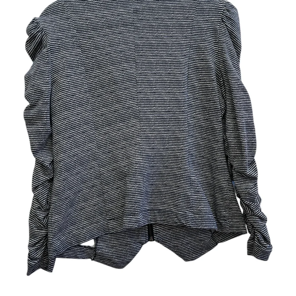 John Paul Richard Studded Puff Sleeve Moto Jacket – Blue & White Knit-S - Picture 3 of 6